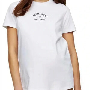 Topshop Women’s White Maternity The Magic Is In You Baby Short Sleeve Top 12 NWT